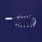 Micro LED-es elemes füzér, lapos elemtartóval, hidegfehér
