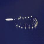 Micro LED-es elemes füzér, lapos elemtartóval, melegfehér