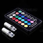 RGB távvezérelhető T10 Led helyzetjelző LED izzó 15 féle erős élénk szín szinváltós programok
