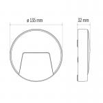 LED lépcső irányfény falsíkra, kerek 3W, IP65, 230V, 4000K