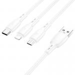 POWERMAX 3in1 fehér töltőkábel (lightning