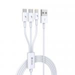 POWERMAX 3in1 fehér töltőkábel (lightning, USB-C, microusb)